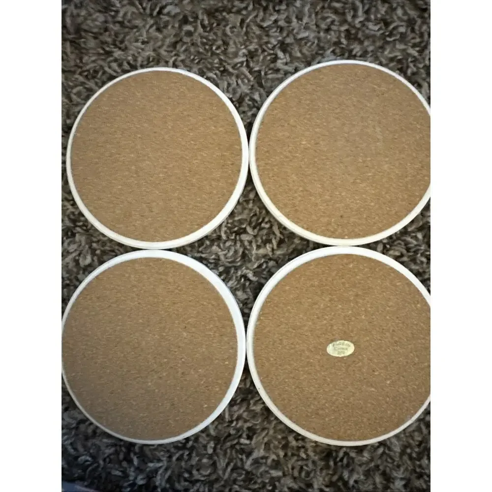 4 Pack Coaster Set Wine Bottle Glasses & Grapes Non-slip Cork Back 3.75